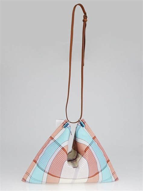 Celine Blue Madras Canvas Fortune Cookie Bag .